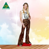 Cardboard standee of a person wearing a patterned outfit with 'Australian Made' logo in the corner.